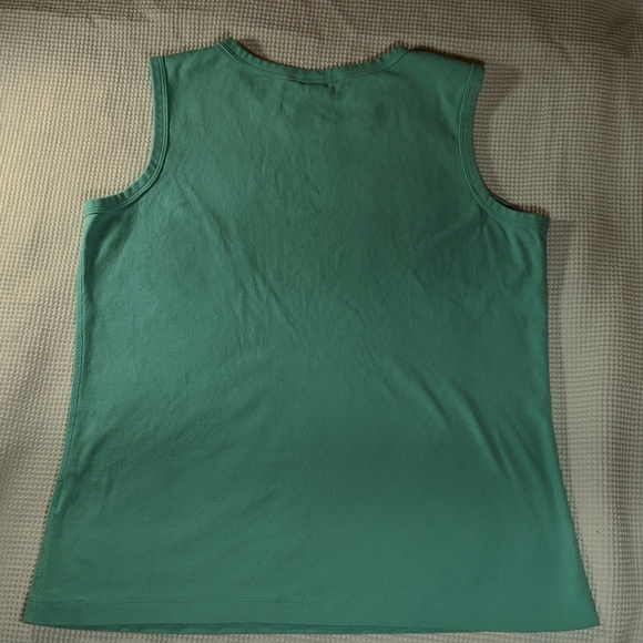 Lands End crew neck cotton tank top cyan/turquoise - Picture 4 of 7